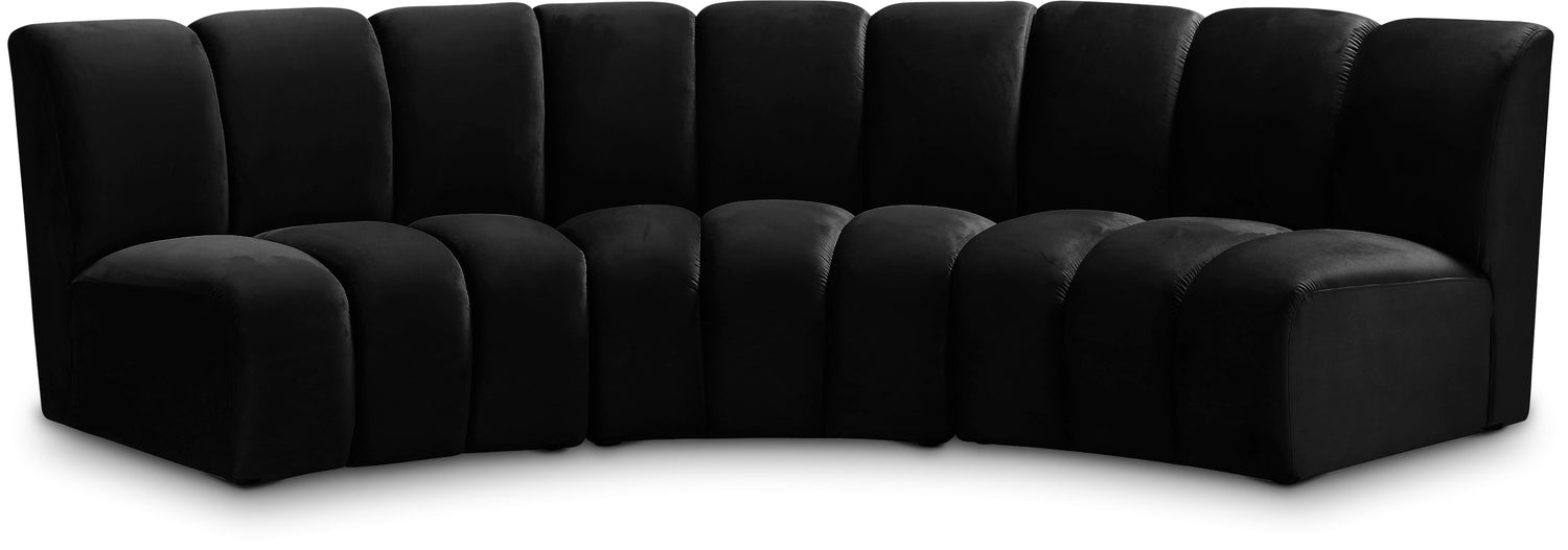 Infinity Black Velvet 3pc. Modular Sectional