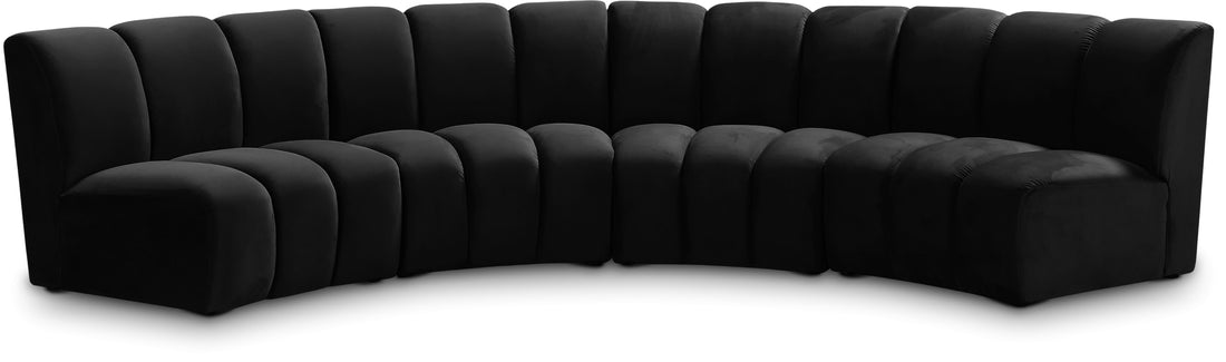 Infinity Black Velvet 4pc. Modular Sectional