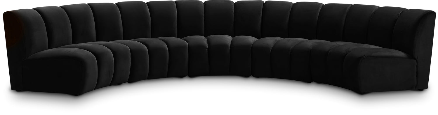 Infinity Black Velvet 5pc. Modular Sectional