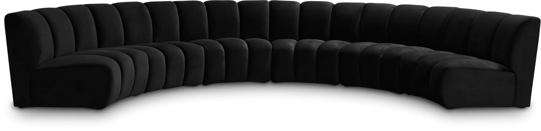 Infinity Black Velvet 6pc. Modular Sectional