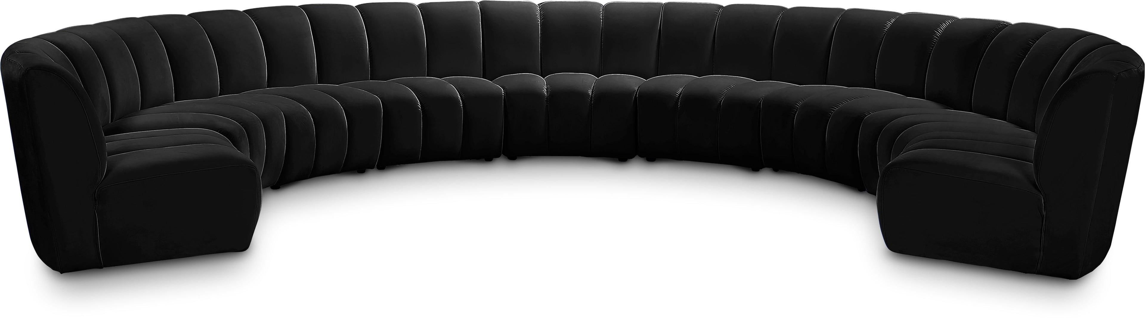 Infinity Black Velvet 9pc. Modular Sectional