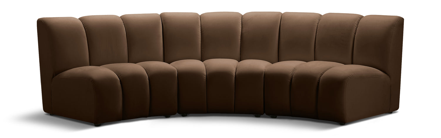 Infinity Brown Velvet 3pc. Modular Sectional