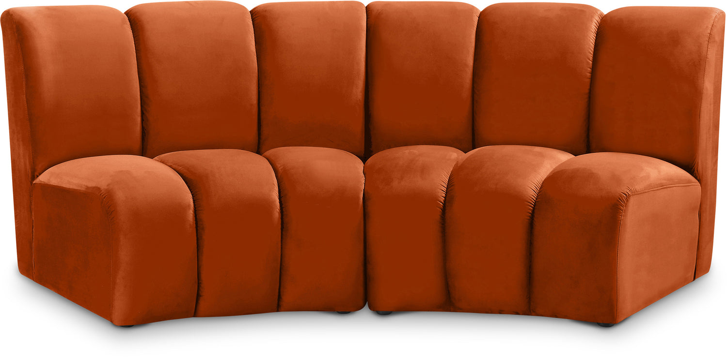 Infinity Cognac Velvet 2pc. Modular Sectional