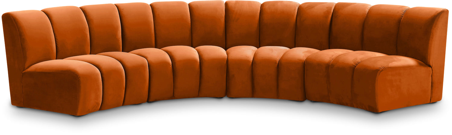 Infinity Cognac Velvet 4pc. Modular Sectional