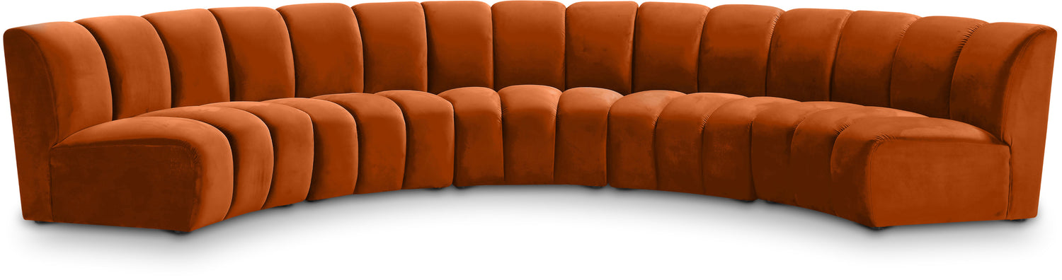 Infinity Cognac Velvet 5pc. Modular Sectional