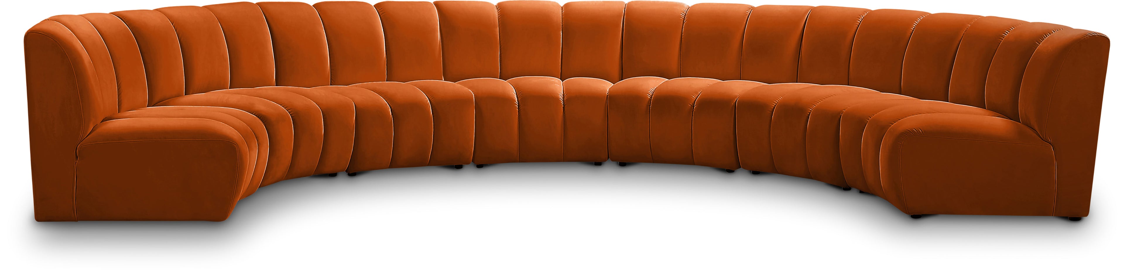 Infinity Cognac Velvet 7pc. Modular Sectional