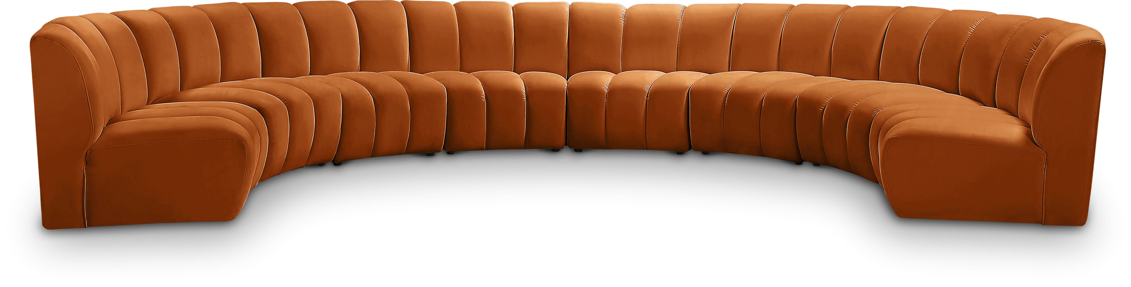 Infinity Cognac Velvet 8pc. Modular Sectional