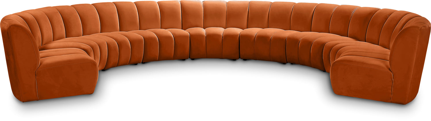 Infinity Cognac Velvet 9pc. Modular Sectional