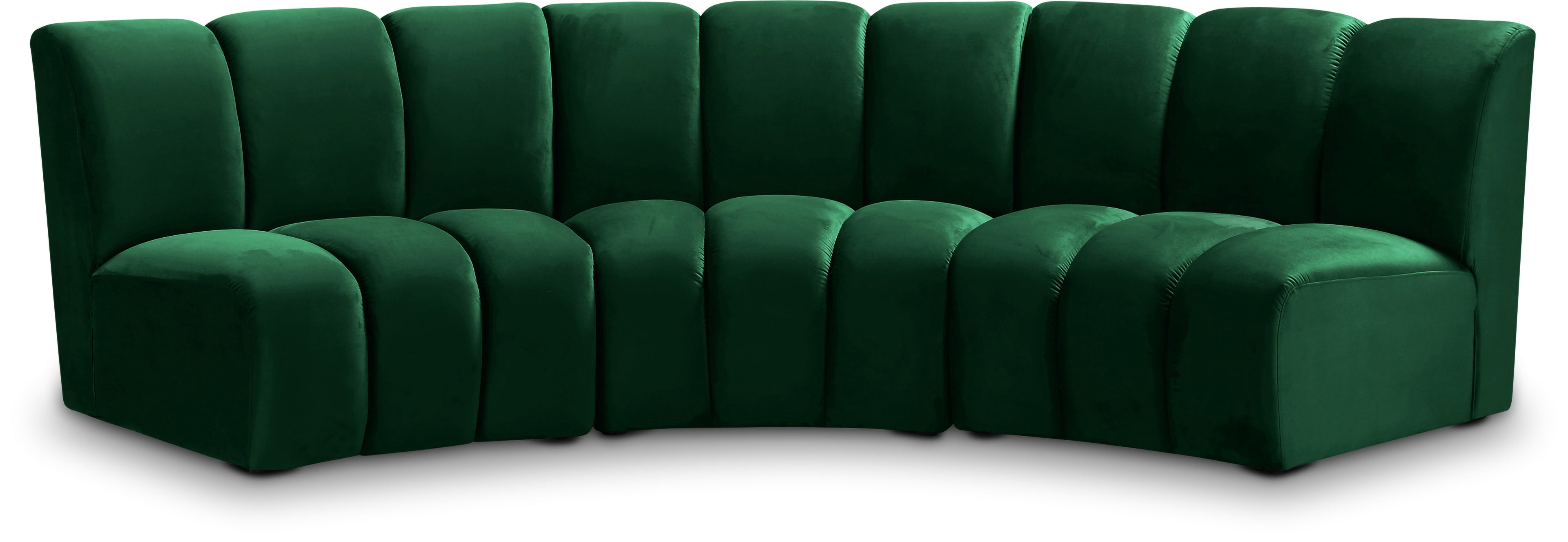 Infinity Green Velvet 3pc. Modular Sectional