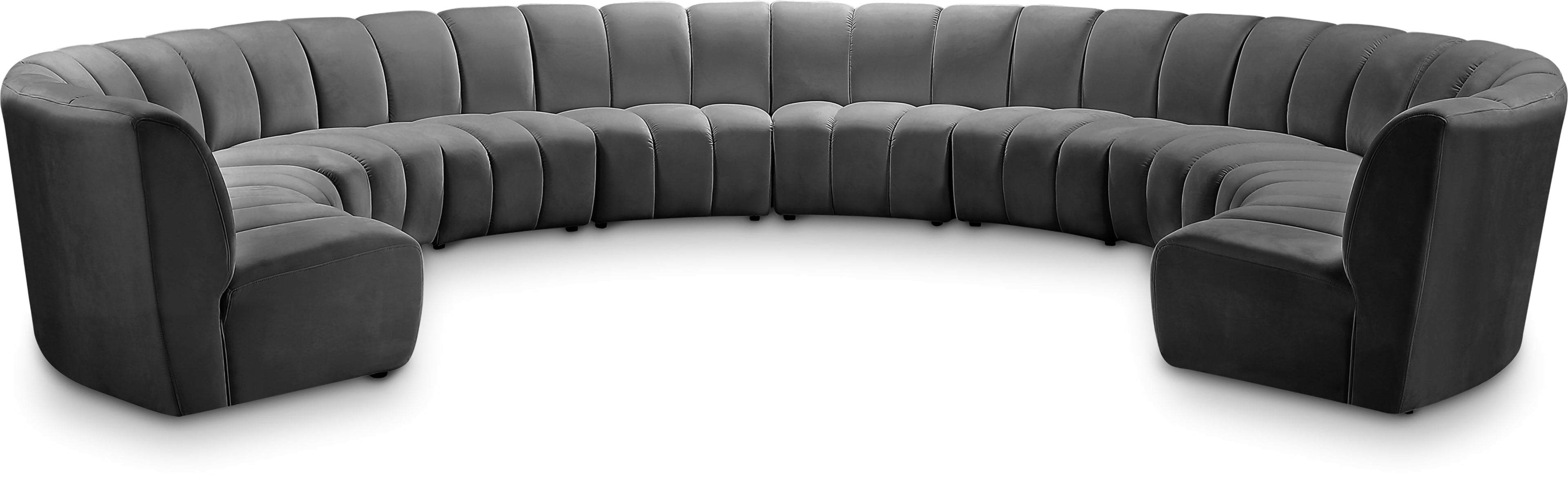 Infinity Grey Velvet 10pc. Modular Sectional