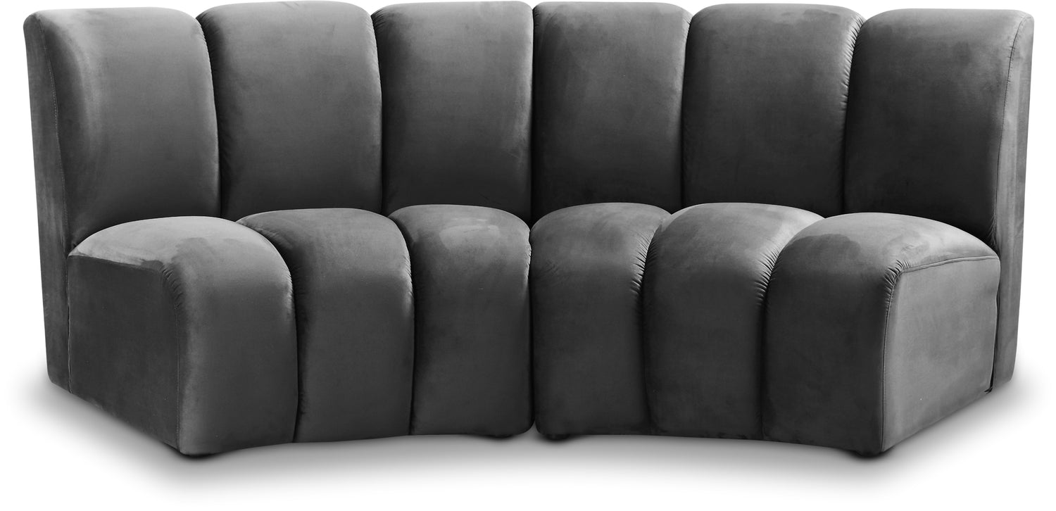 Infinity Grey Velvet 2pc. Modular Sectional