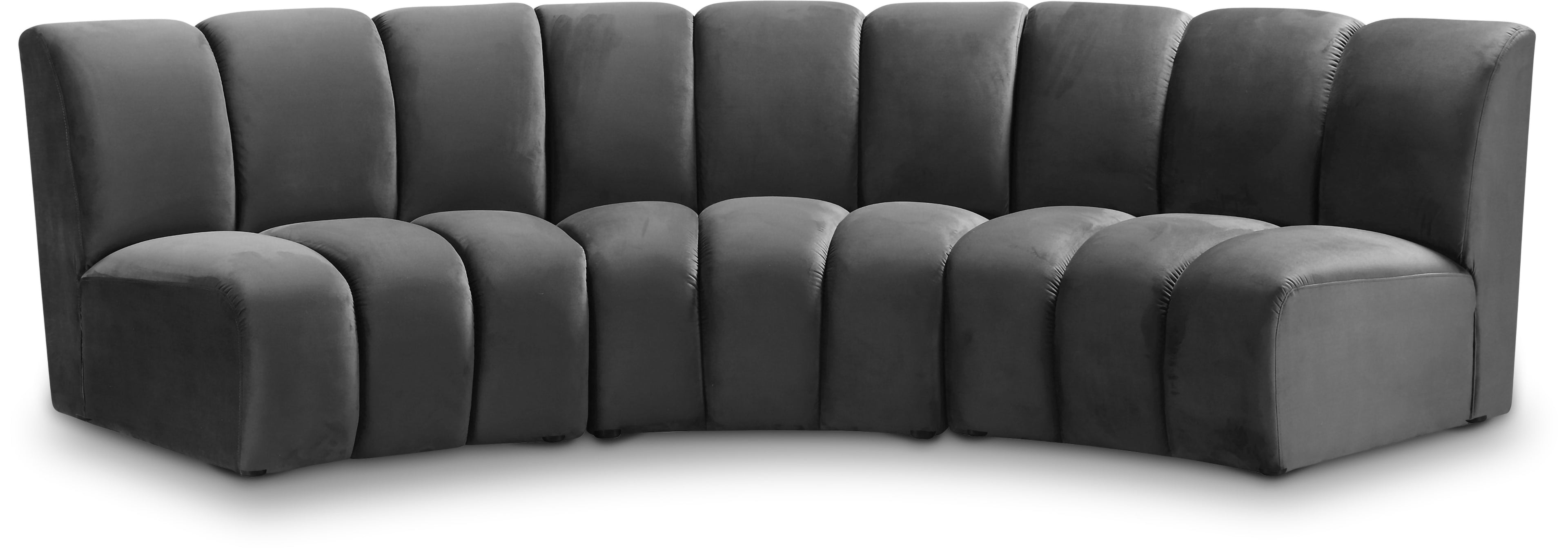 Infinity Grey Velvet 3pc. Modular Sectional