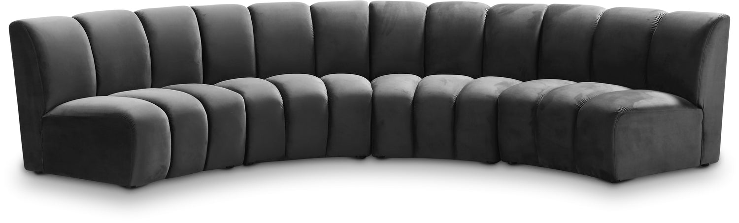 Infinity Grey Velvet 4pc. Modular Sectional