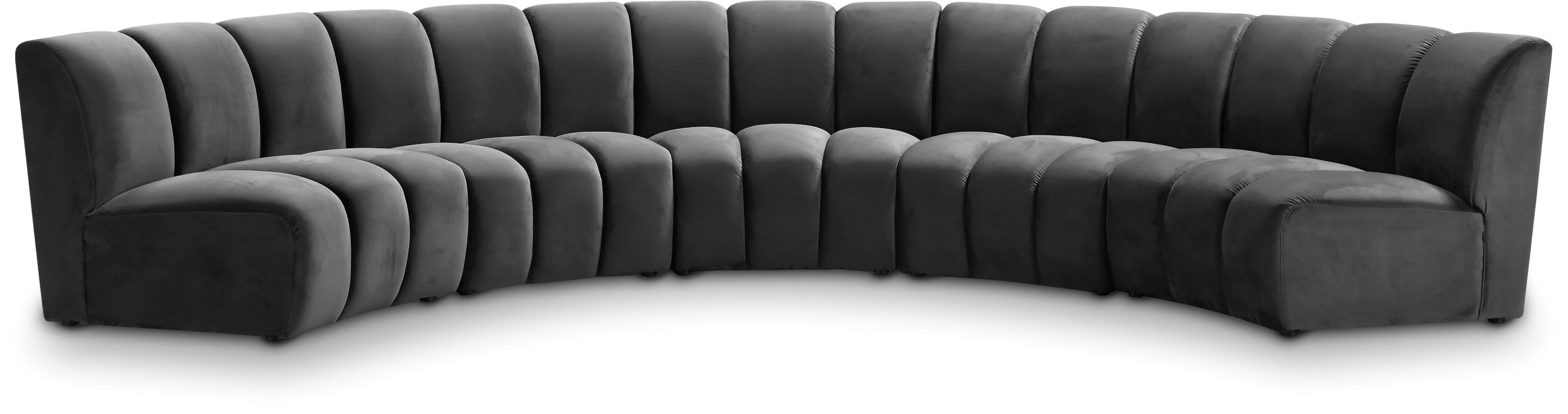 Infinity Grey Velvet 5pc. Modular Sectional