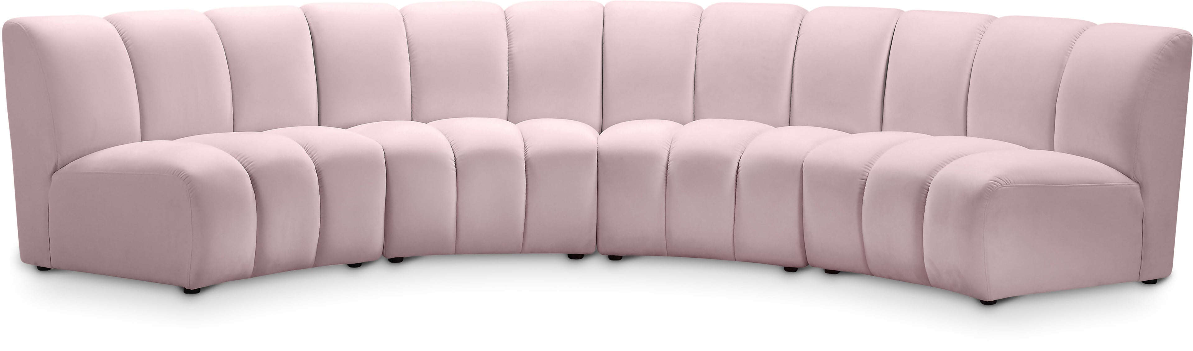 Infinity Pink Velvet 4pc. Modular Sectional