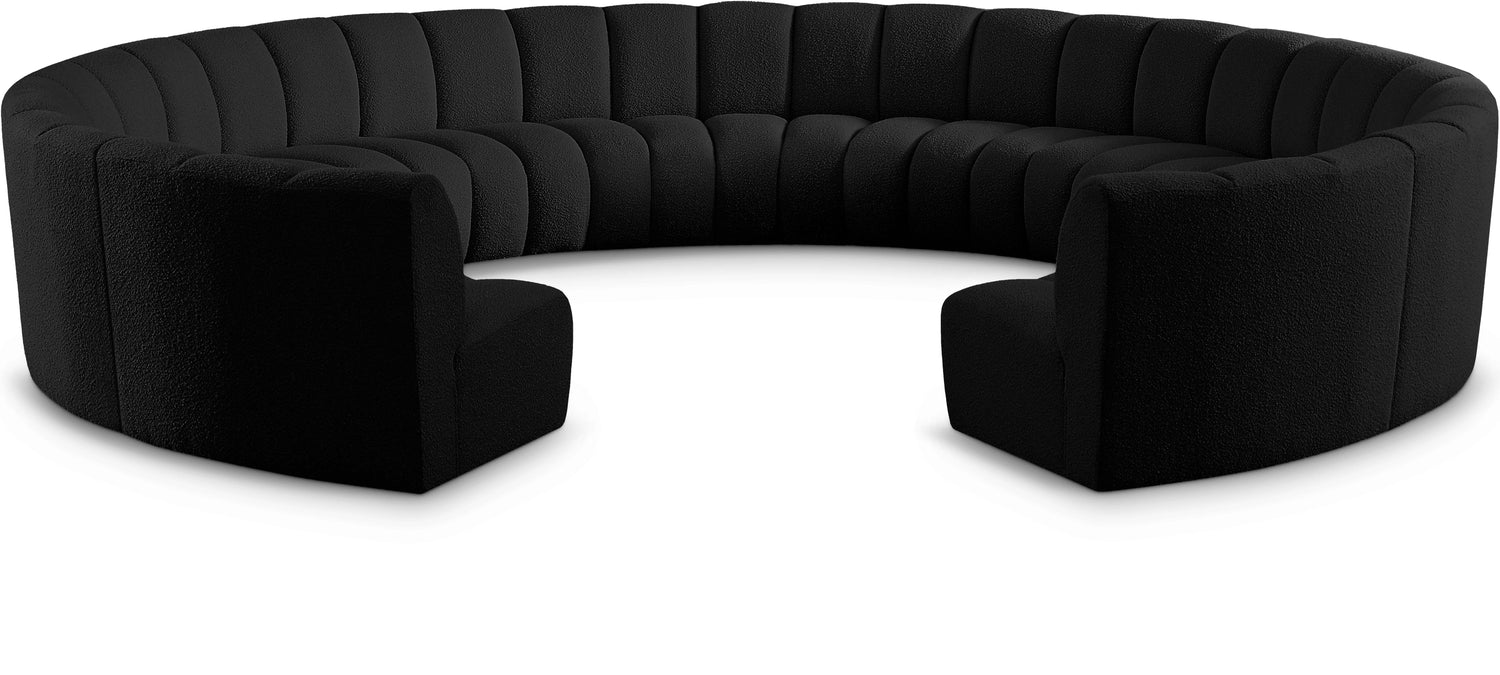 Infinity Black Boucle Fabric 11pc. Modular Sectional