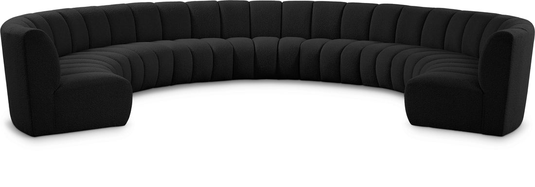 Infinity Black Boucle Fabric 9pc. Modular Sectional