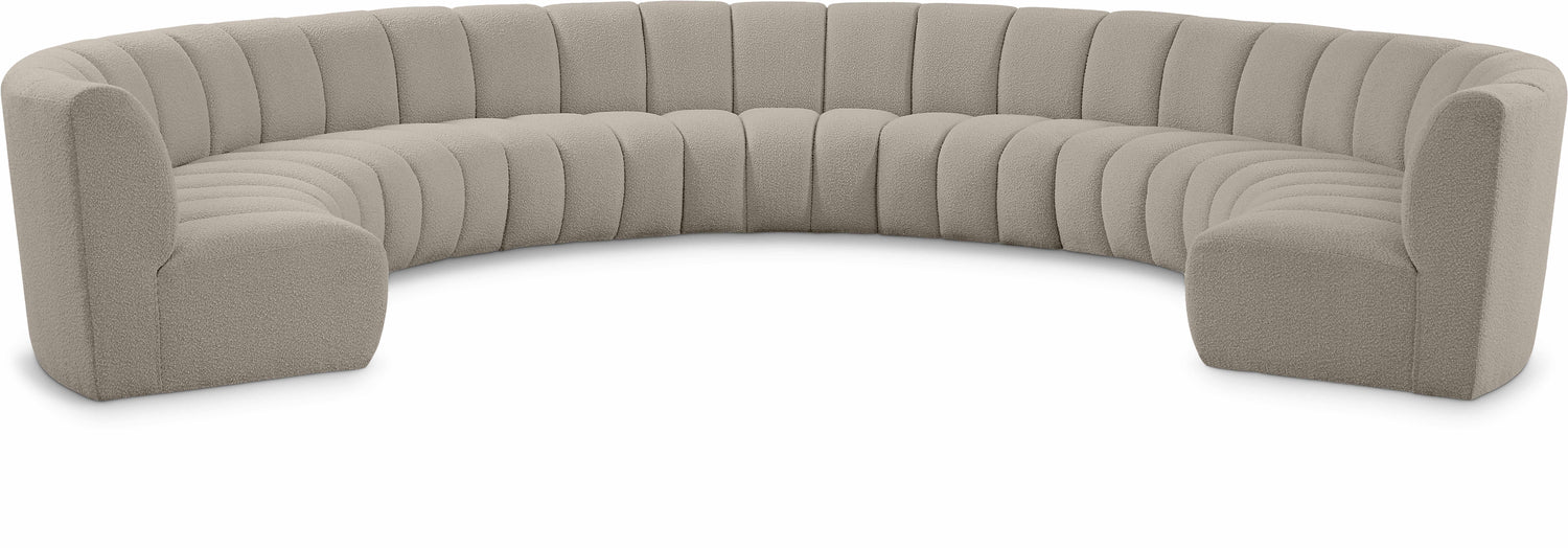 Infinity Brown Boucle Fabric 9pc. Modular Sectional