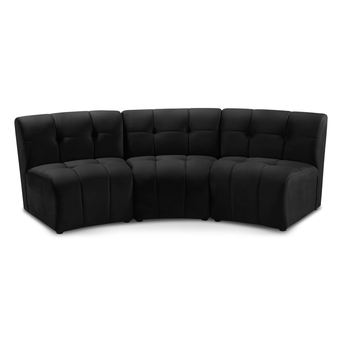 Limitless Black Velvet 3pc. Modular Sectional