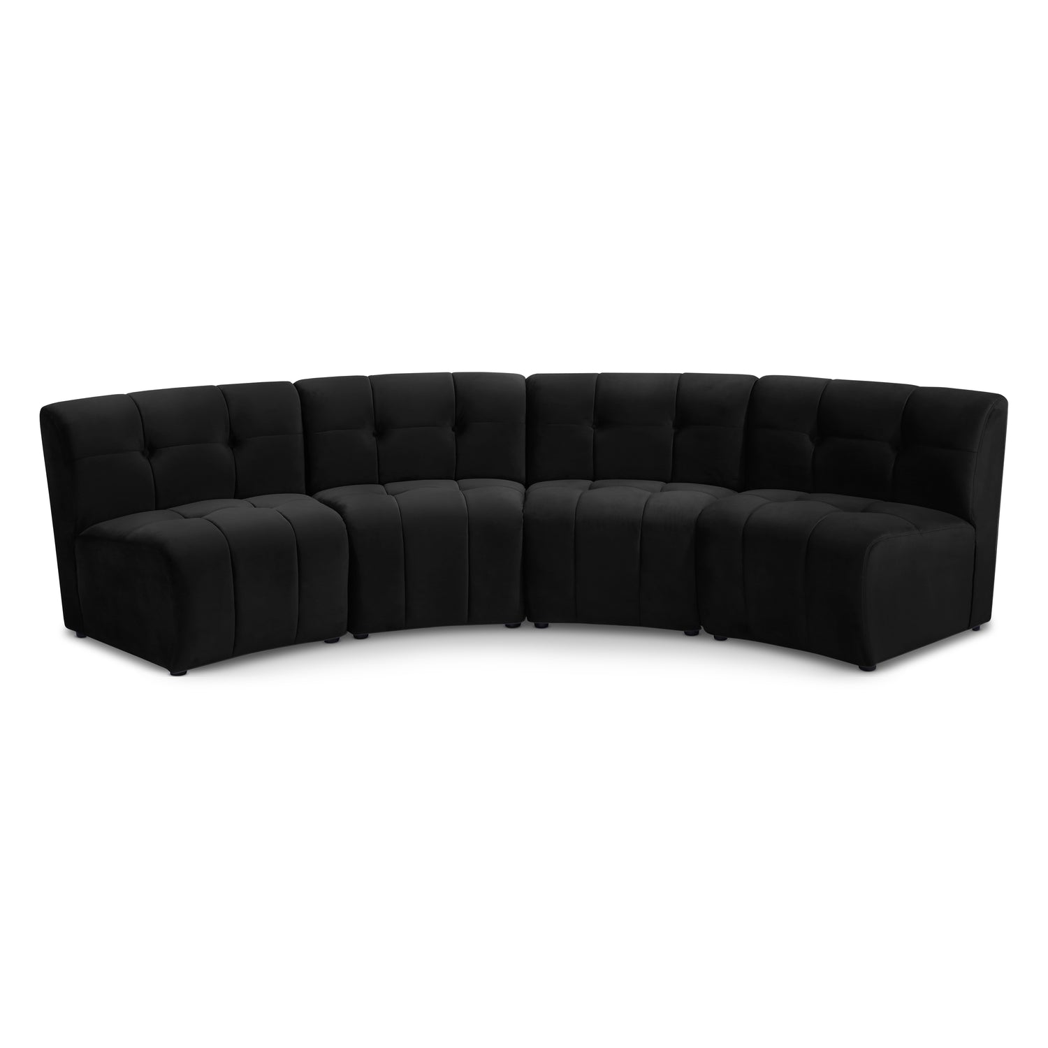 Limitless Black Velvet 4pc. Modular Sectional