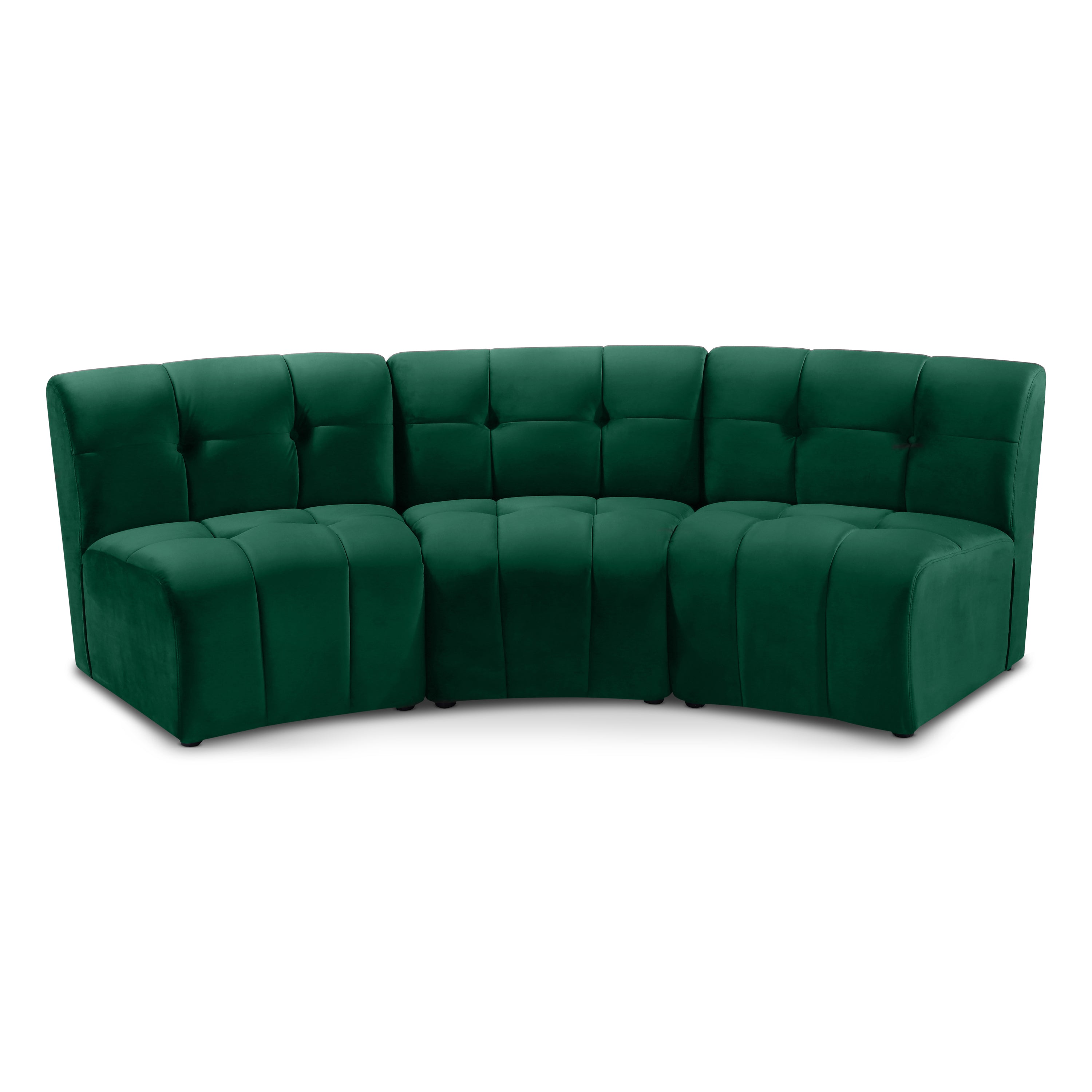 Limitless Green Velvet 3pc. Modular Sectional