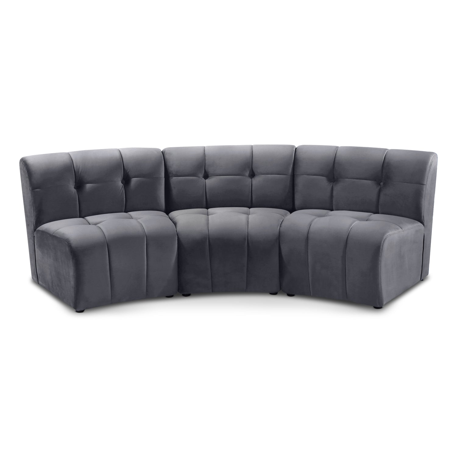 Limitless Grey Velvet 3pc. Modular Sectional