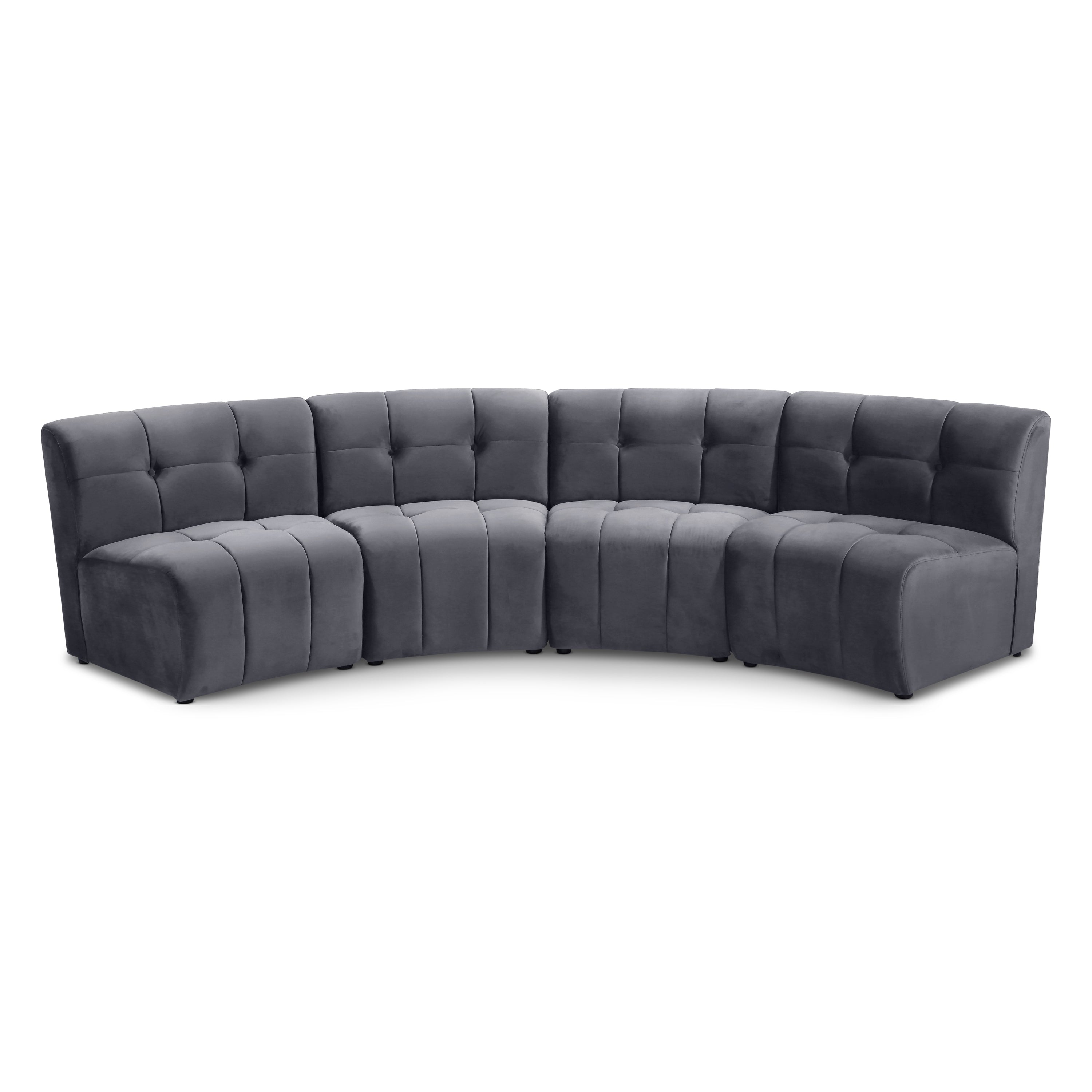 Limitless Grey Velvet 4pc. Modular Sectional