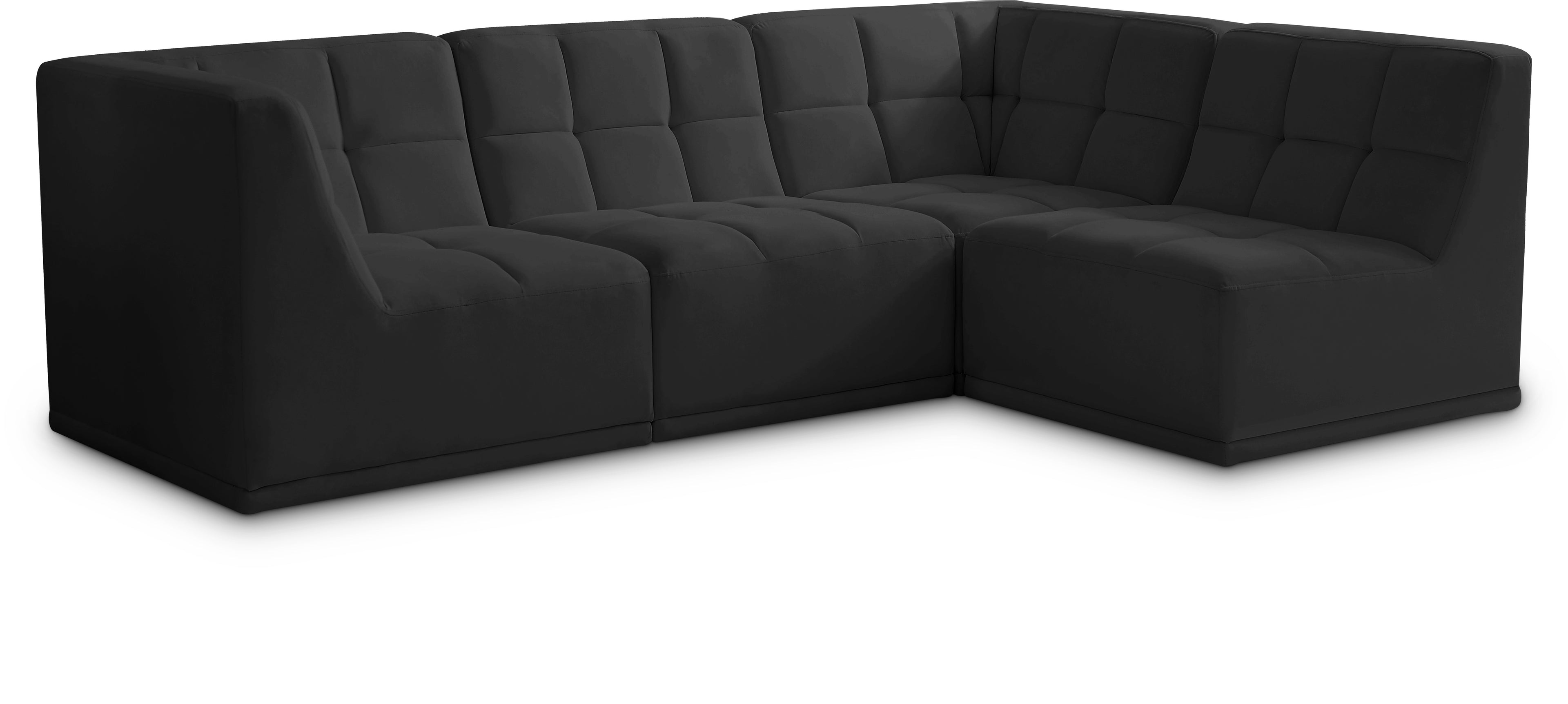 Relax Black Velvet Modular Sectional