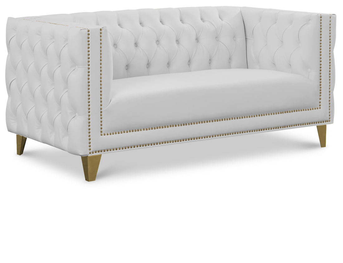 Michelle White Vegan Leather Loveseat