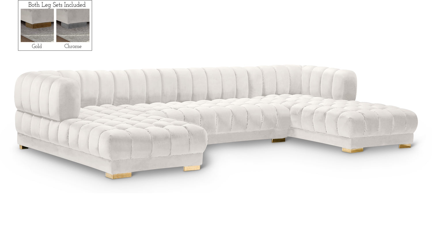 Gwen Cream Velvet 3pc. Sectional (3 Boxes)