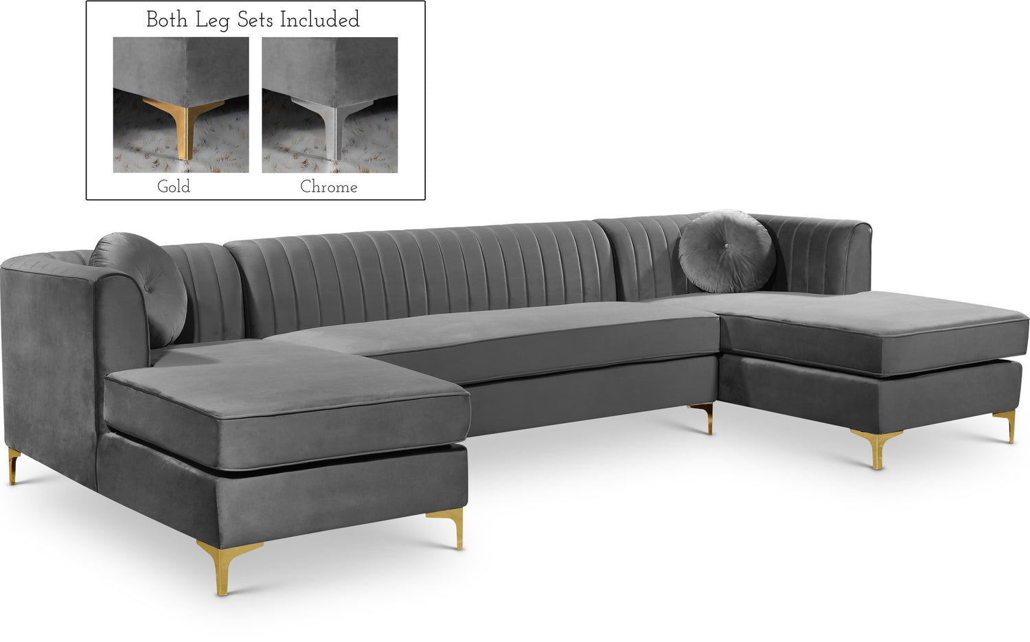 Graham Grey Velvet 3pc. Sectional