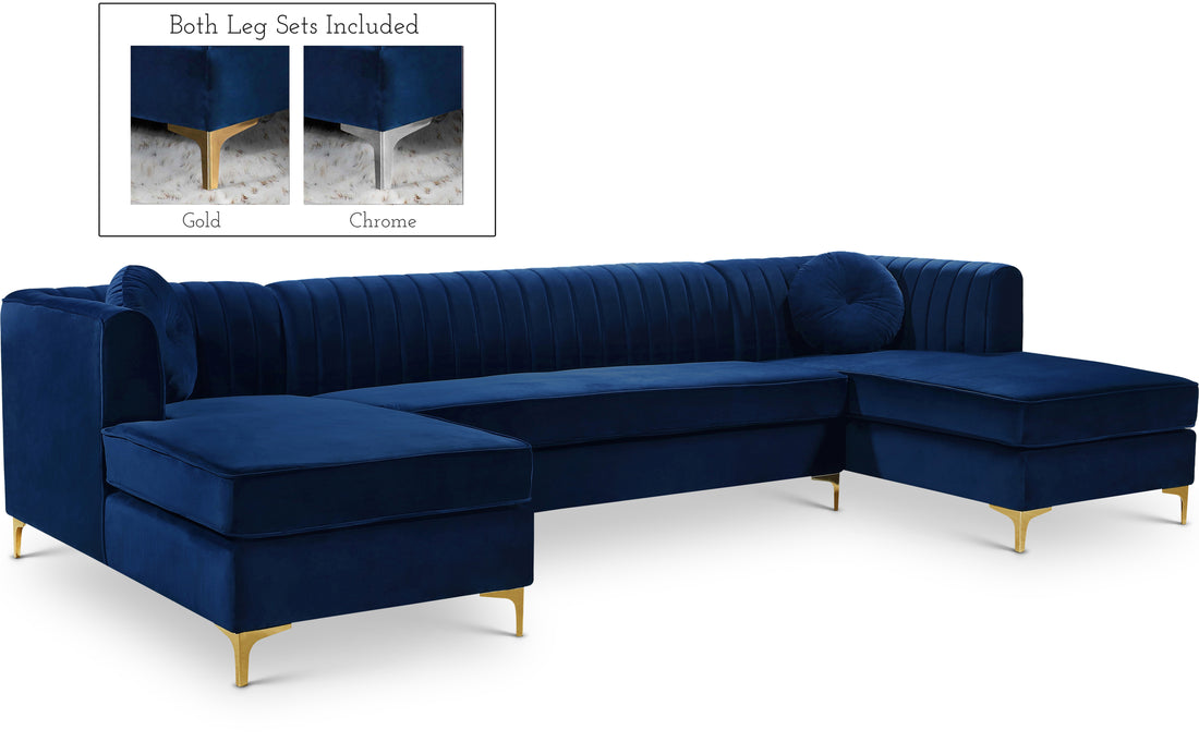 Graham Navy Velvet 3pc. Sectional