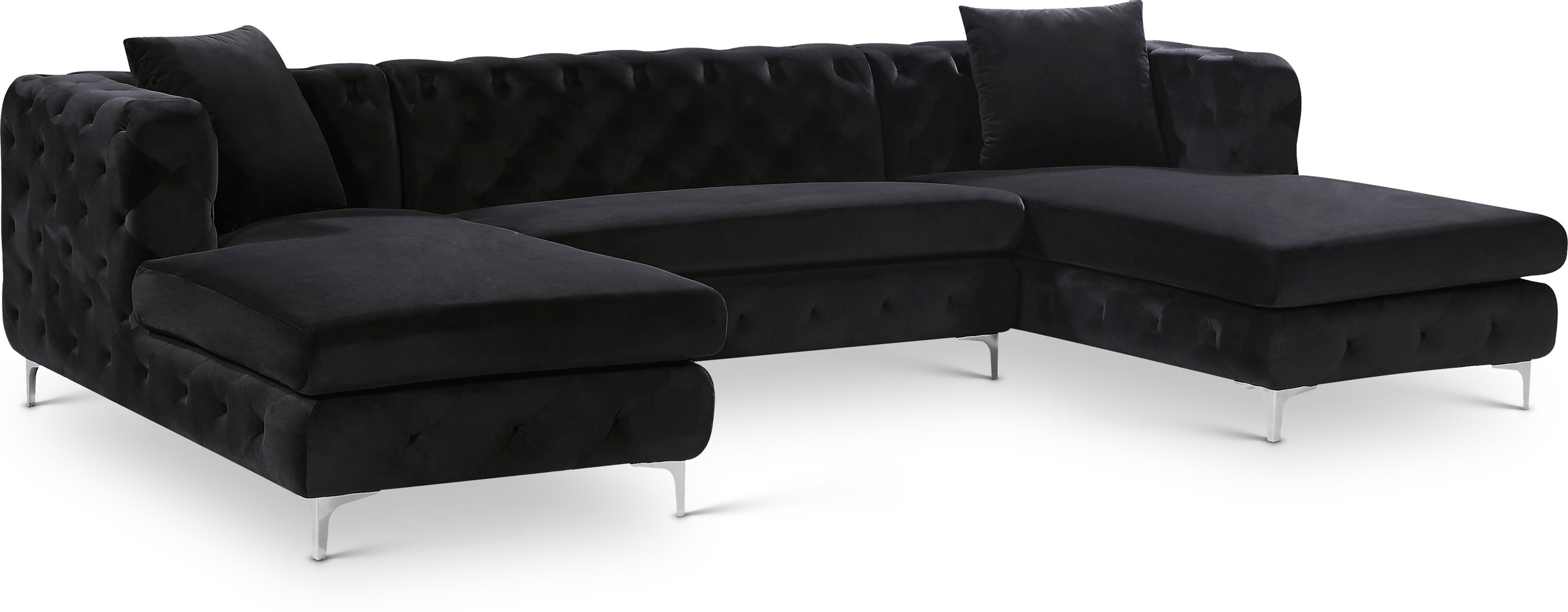 Gail Black Velvet 3pc. Sectional