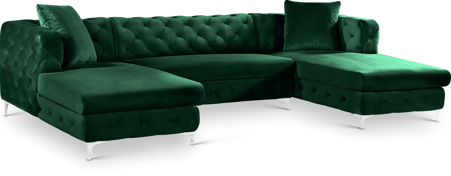 Gail Green Velvet 3pc. Sectional