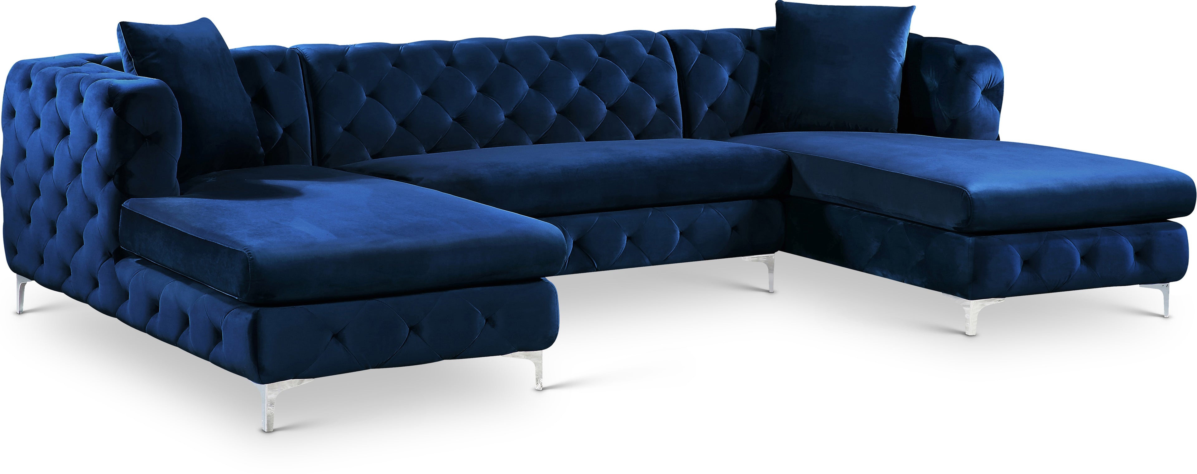 Gail Navy Velvet 3pc. Sectional