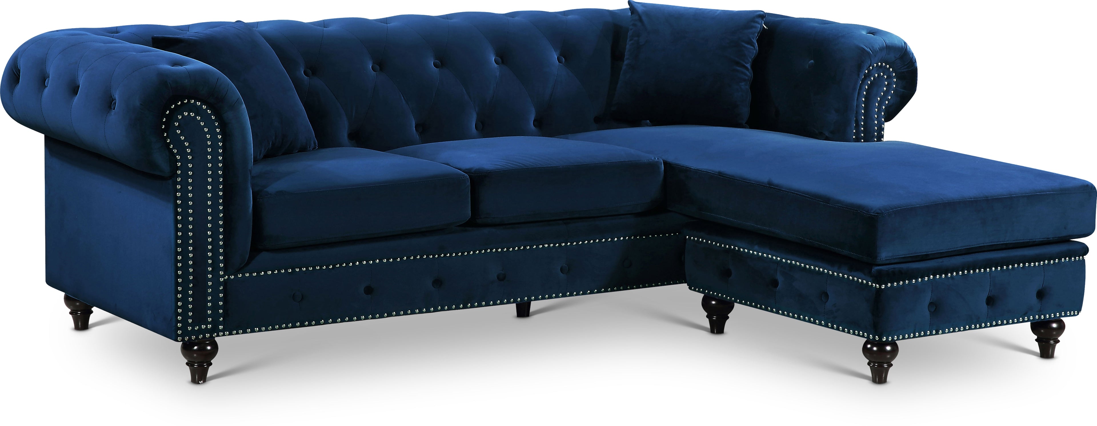 Sabrina Navy Velvet 2pc. Reversible Sectional