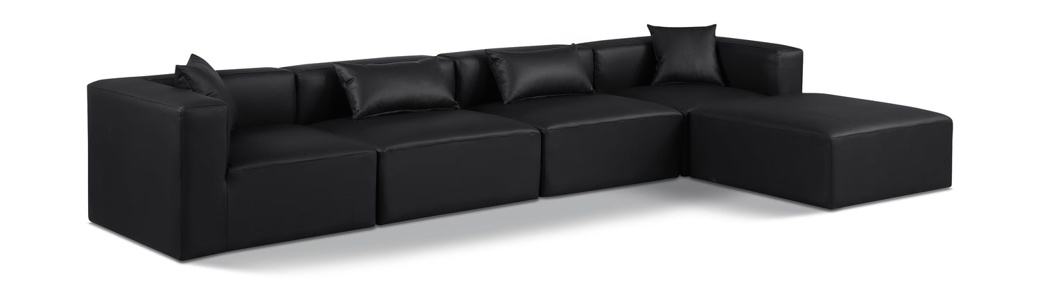 Cube Black Vegan Leather Modular Sectional