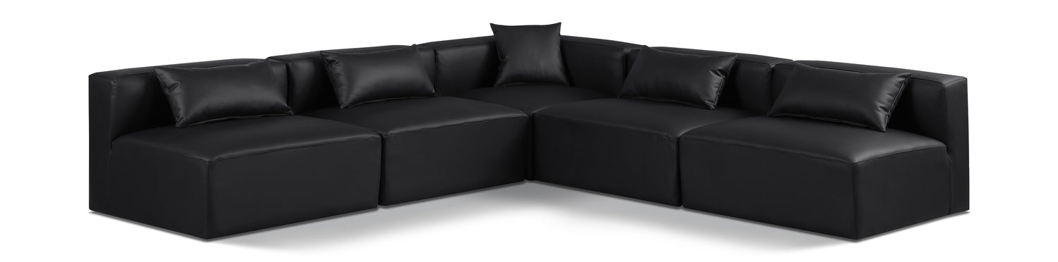 Cube Black Vegan Leather Modular Sectional