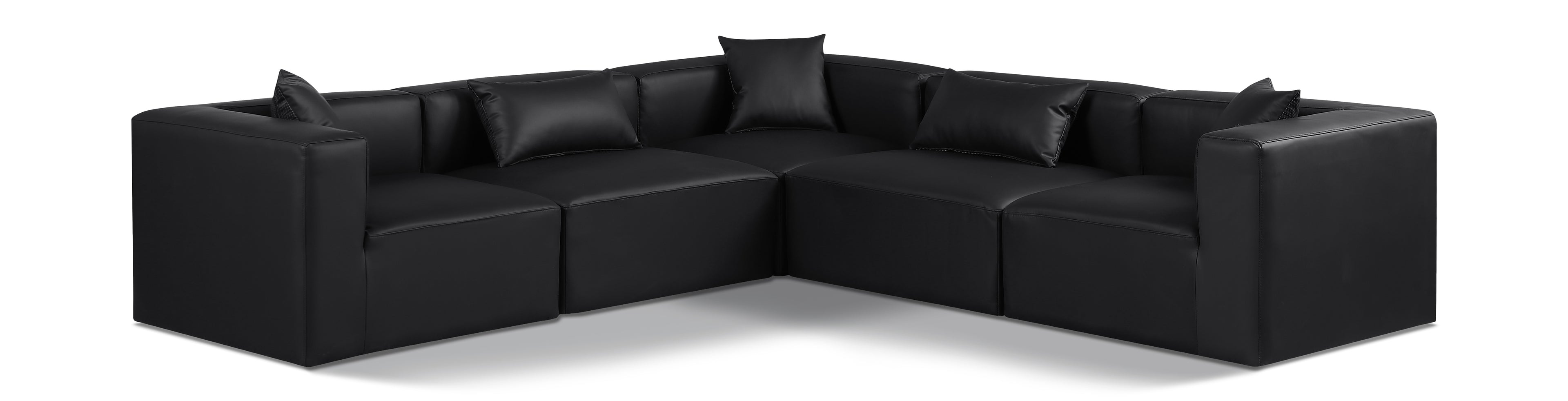 Cube Black Vegan Leather Modular Sectional