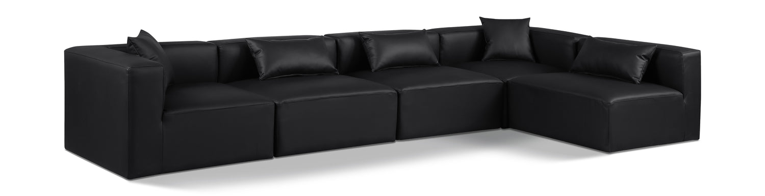 Cube Black Vegan Leather Modular Sectional