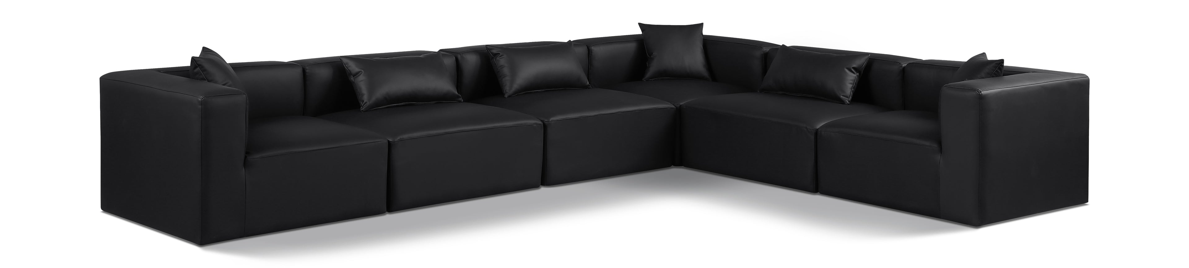 Cube Black Vegan Leather Modular Sectional