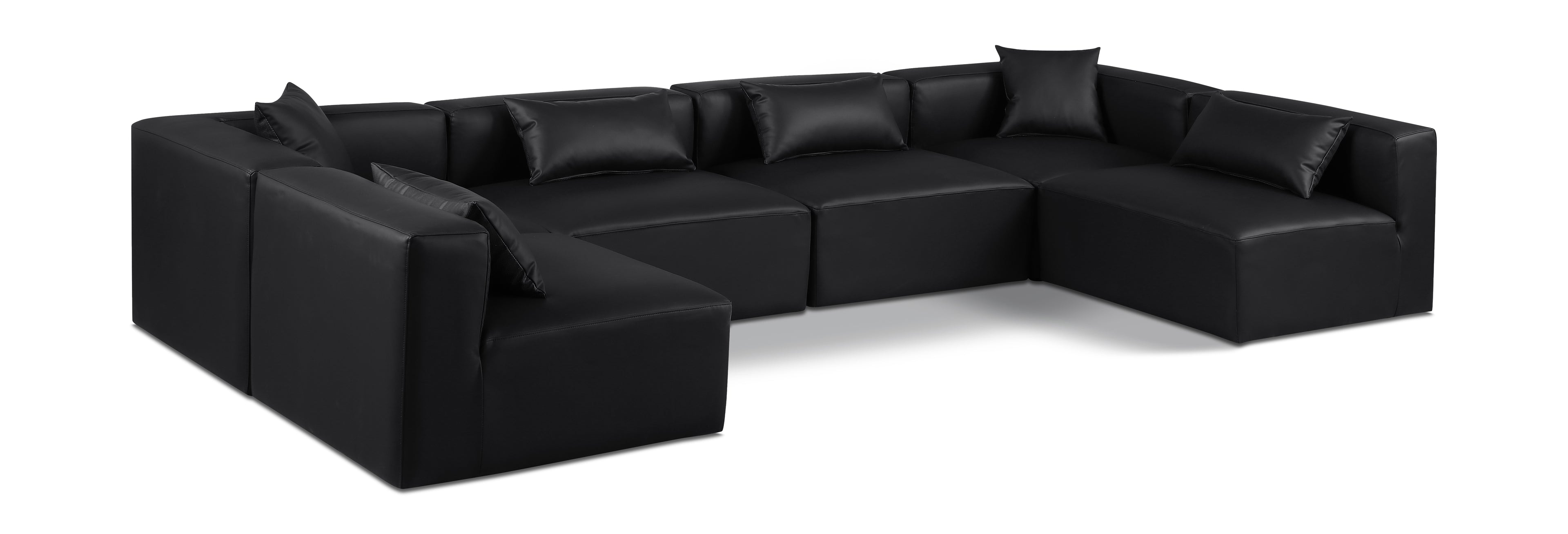 Cube Black Vegan Leather Modular Sectional