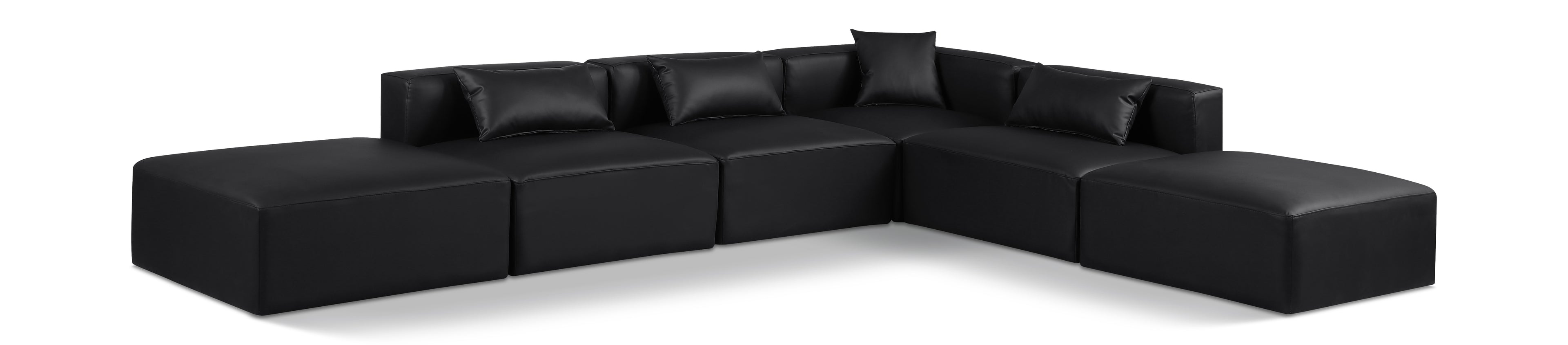 Cube Black Vegan Leather Modular Sectional