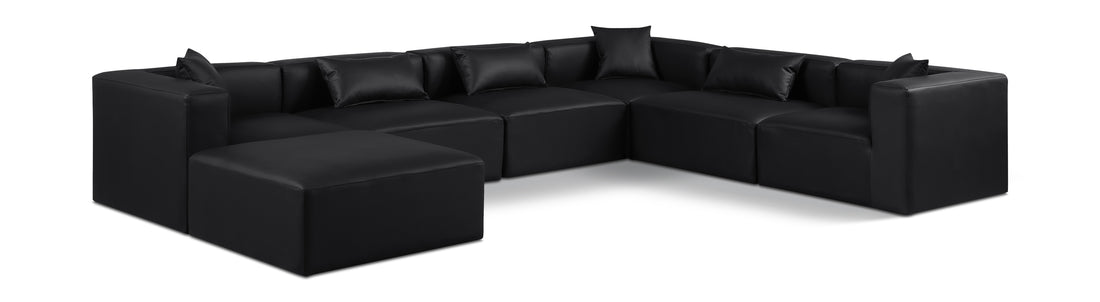 Cube Black Vegan Leather Modular Sectional