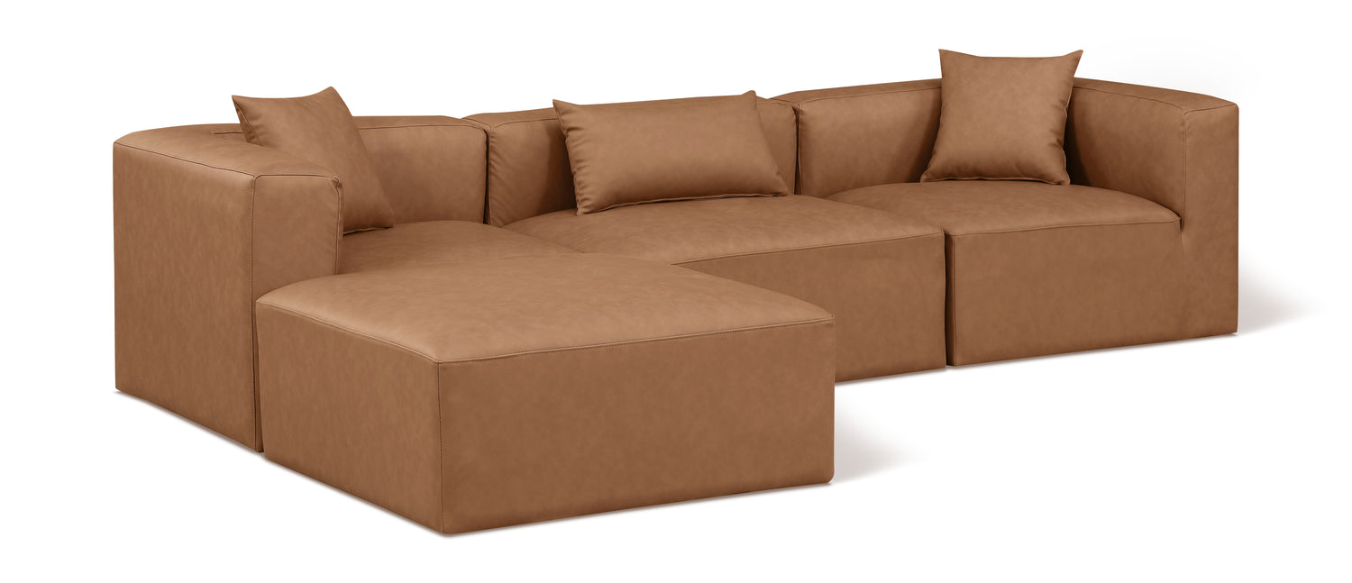 Cube Brown Vegan Leather Modular Sectional