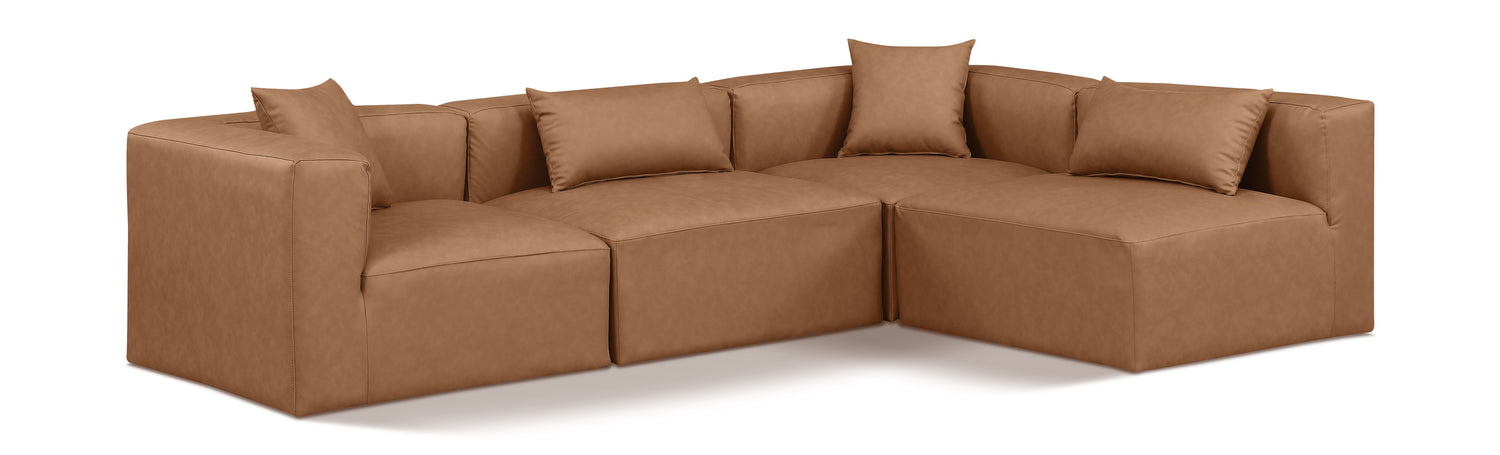 Cube Brown Vegan Leather Modular Sectional