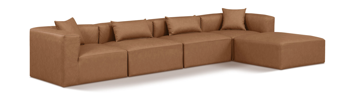 Cube Brown Vegan Leather Modular Sectional