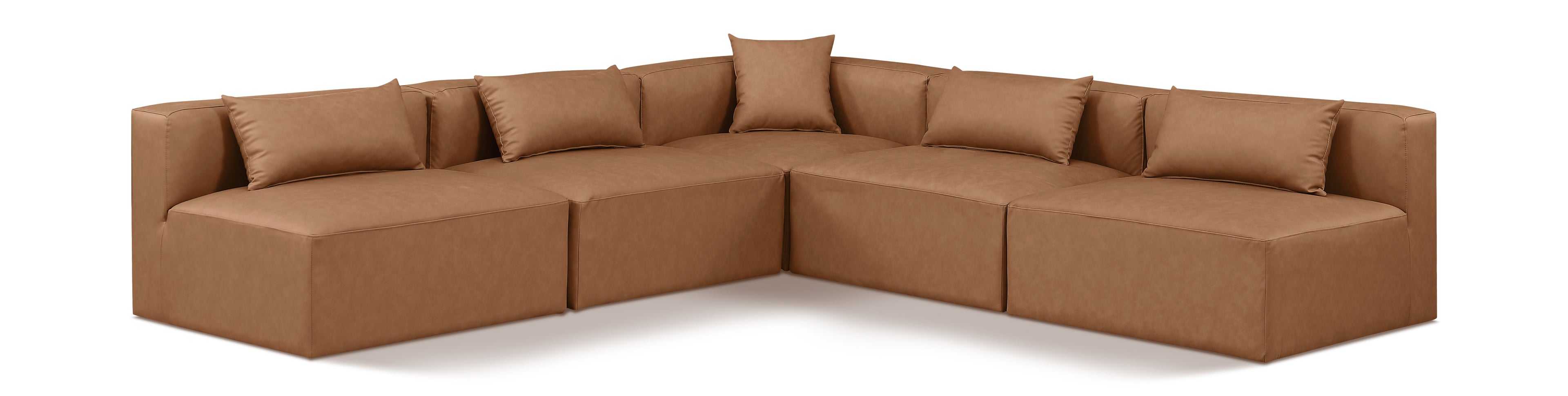 Cube Brown Vegan Leather Modular Sectional