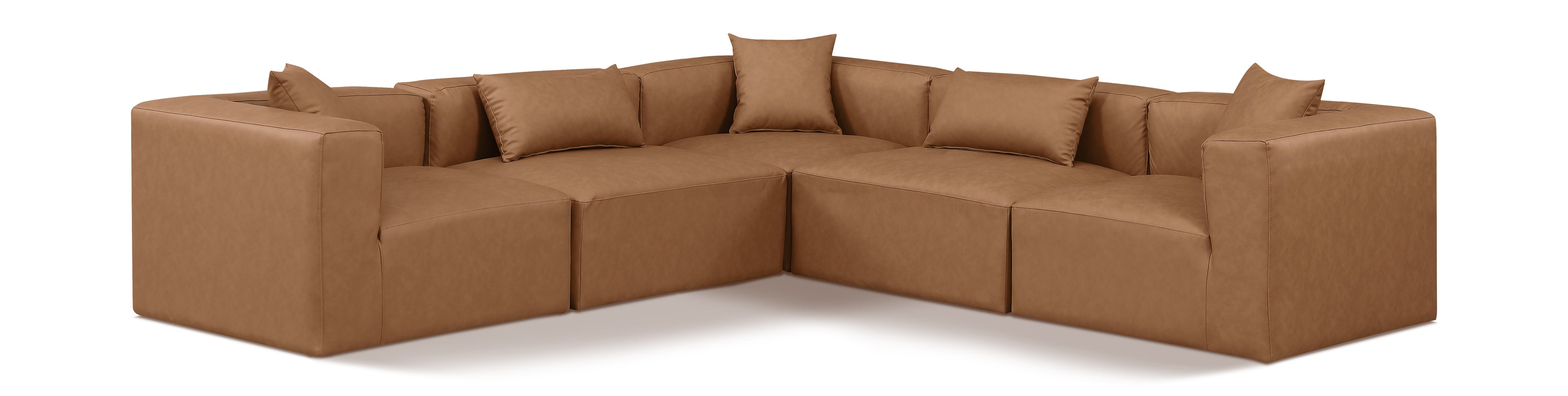 Cube Brown Vegan Leather Modular Sectional