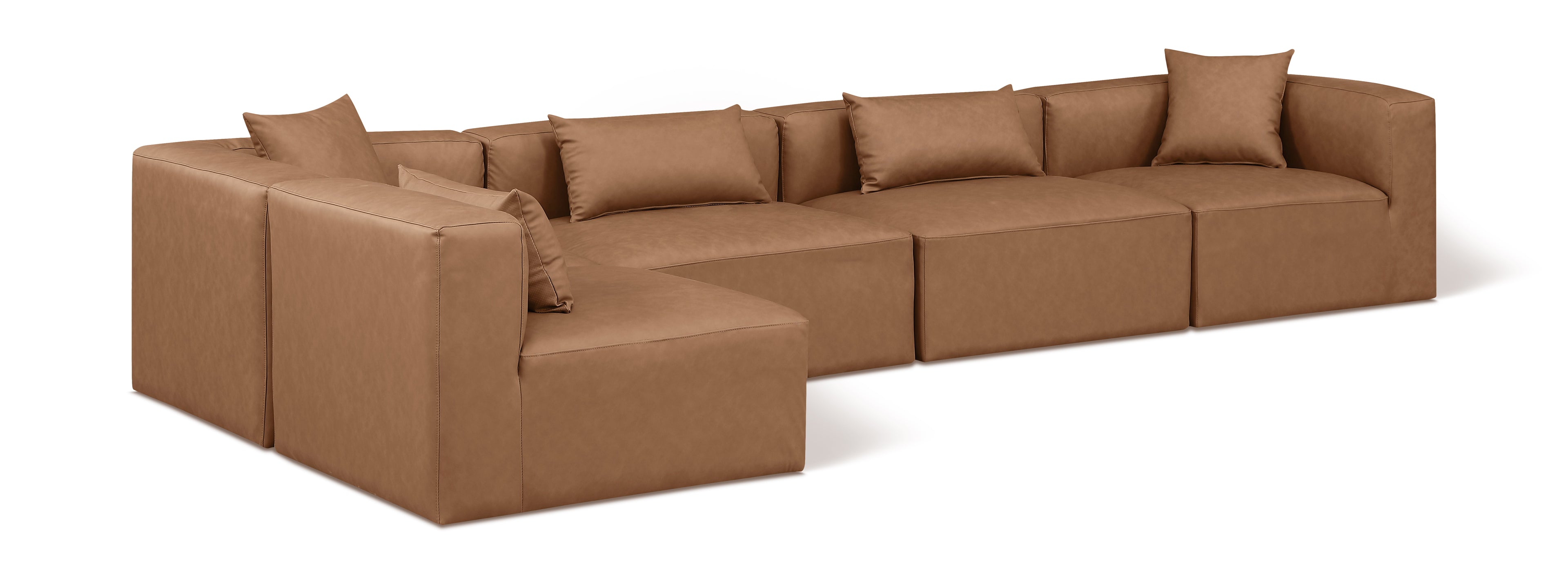 Cube Brown Vegan Leather Modular Sectional